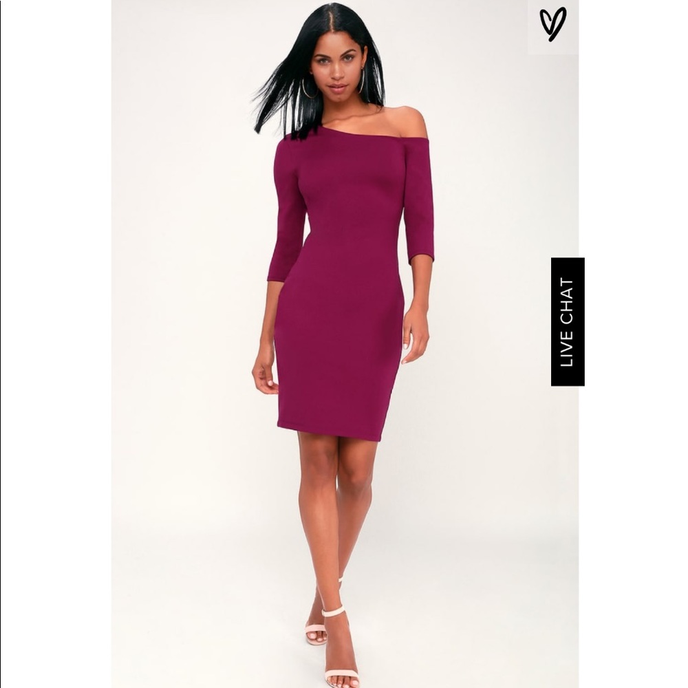 NWT LULUS MAGENTA OFF-THE-SHOULDER DRESS